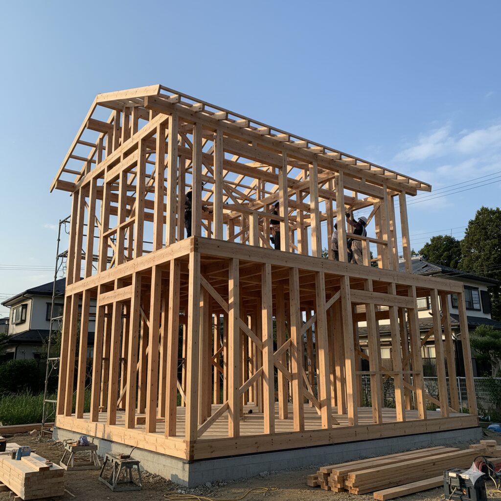 木造住宅を建築しているイメージ画像