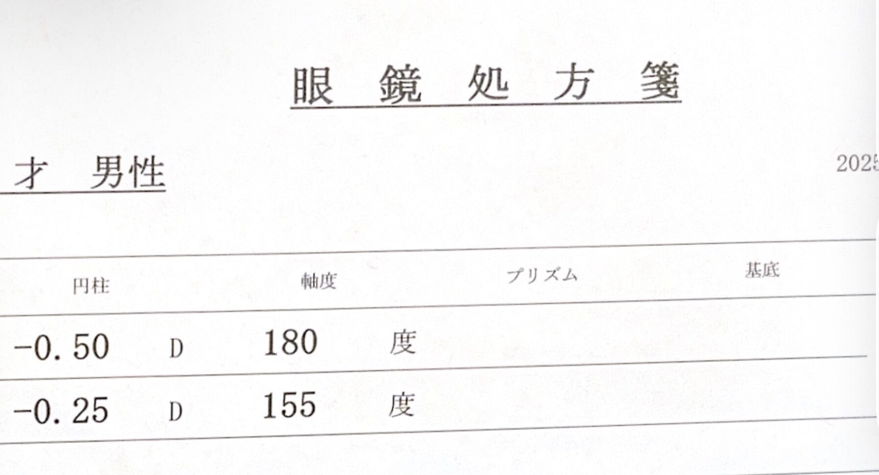 眼鏡処方箋の写真